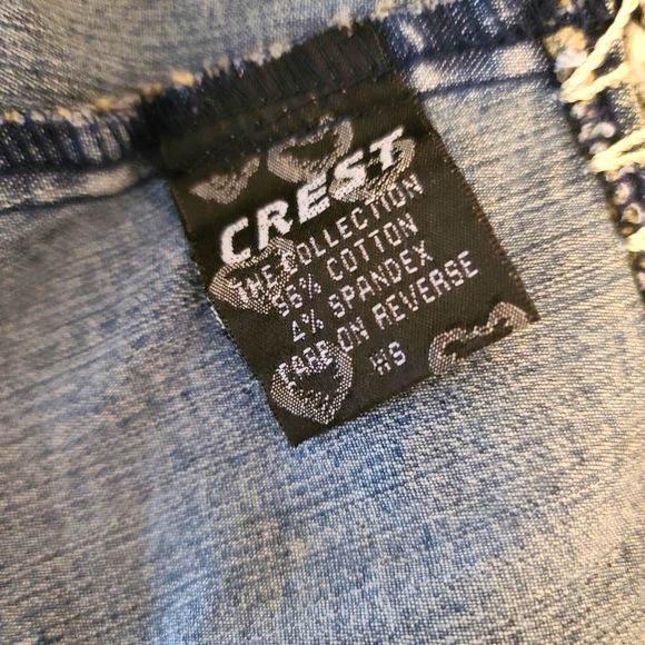🥳hp🥳CREST WASHED OUT UNIQUE BLUE JEAN JACKET - Picture 12 of 13